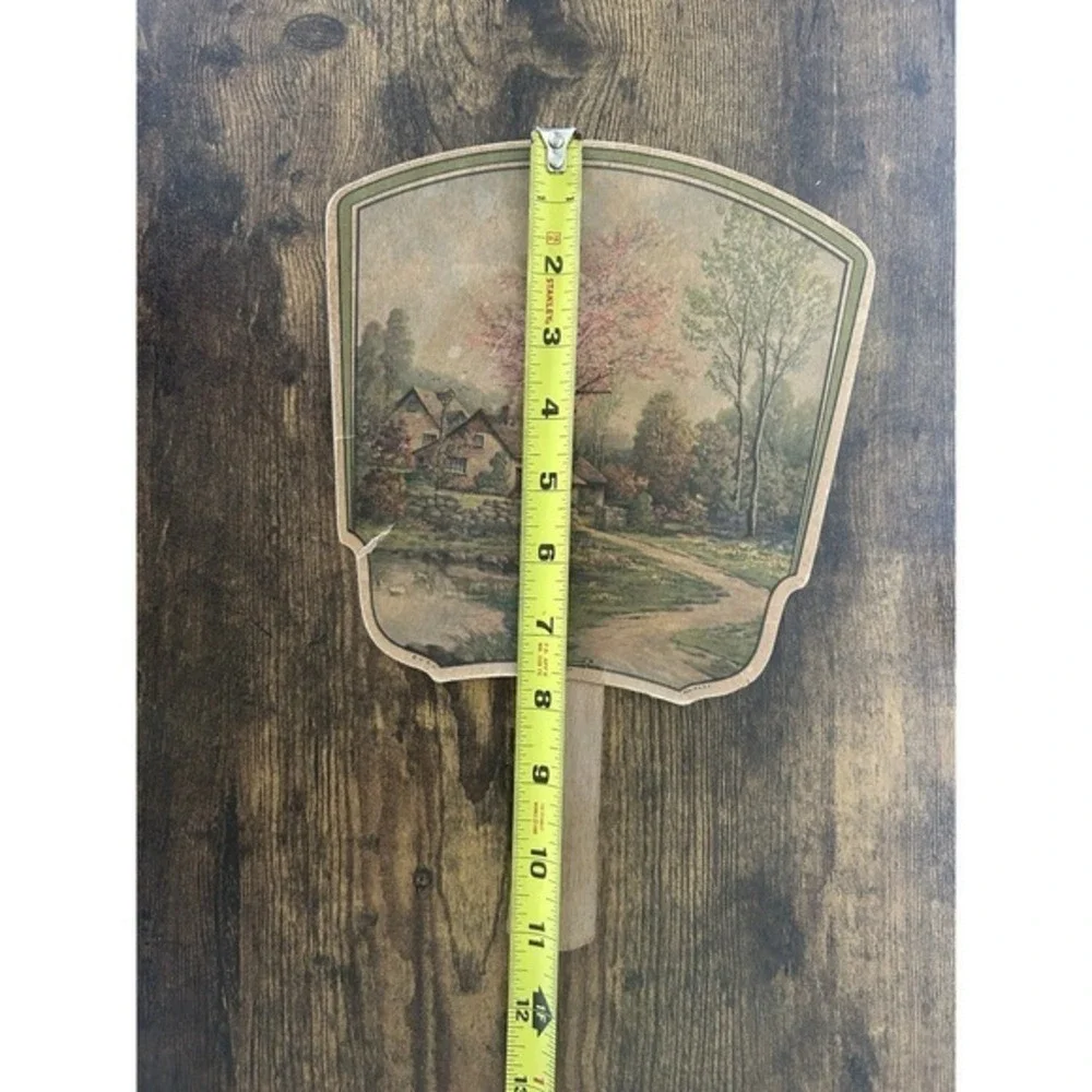 Vintage‎ Modern Dairy Paris ILL Spring Cottage Bridge Hand Fan